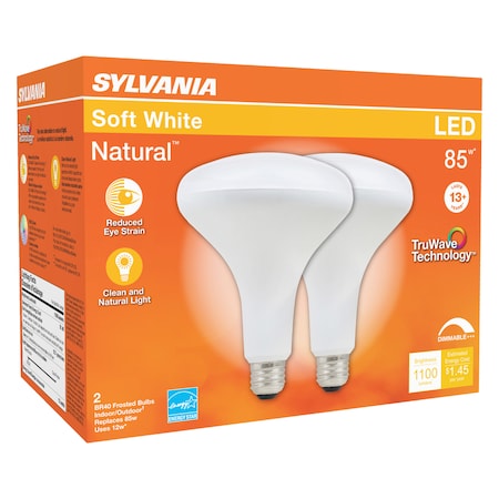 Sylvania Sylvania Natural BR40 E26 (Medium) LED Floodlight Bulb Soft White 85 Watt Equivalence 2 pk 40785